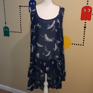 Torrid Blue Dress with White Dragonfly Pattern 3 Hi Lo